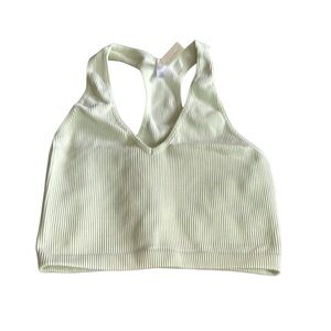 Free People Ribbed Racerback Crop Top in Light Green
